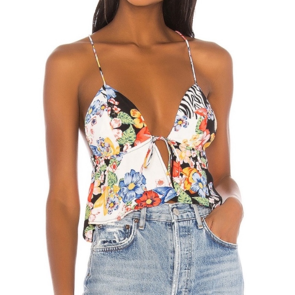 NWT Superdown Isla Top in Black Multi XXS